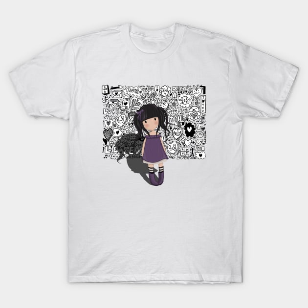 Dolly Girl In Purple 2 T-Shirt by valentinahramov